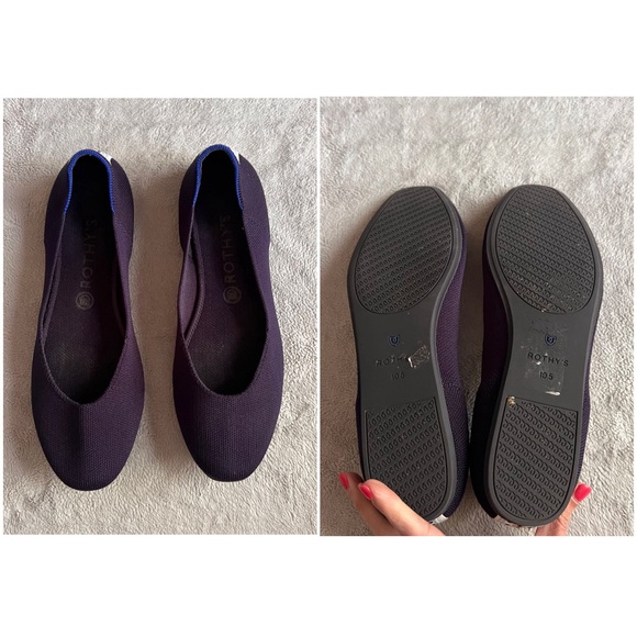 Rothy's The Square Knit Ballet Flat Heel Stripe Navy Blue Sz 10.5 - Picture 3 of 13